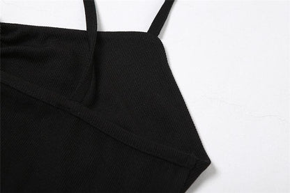 Hollow Out V Neck Side Cutout Ruched Spaghetti Strap Mini Dress