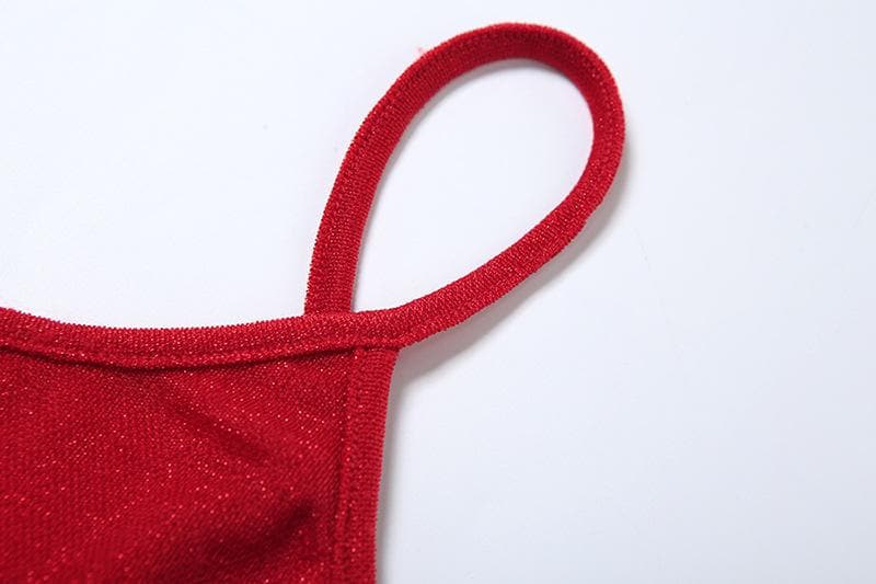 Flower applique u neck glitter cami top