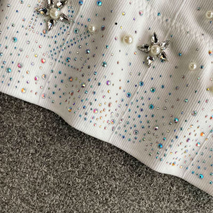 Beaded v neck padded backless cami top