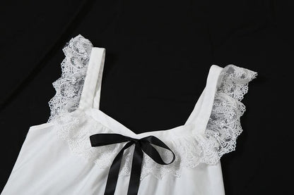 Lace hem bowknot backless mini dress