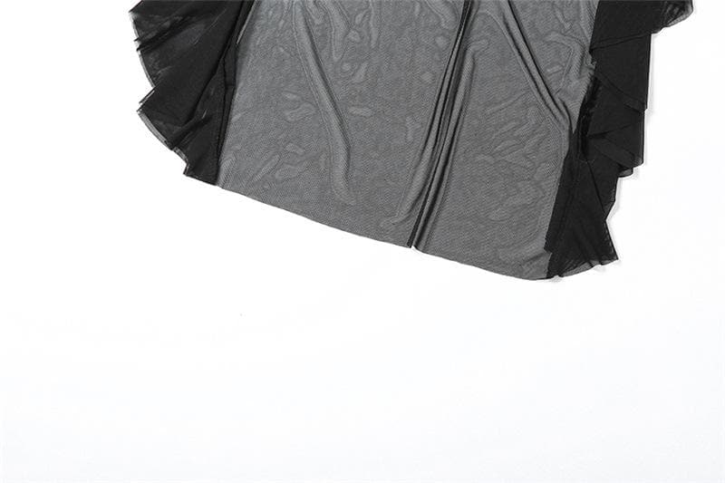 Halter cowl neck flower applique ruffle maxi dress