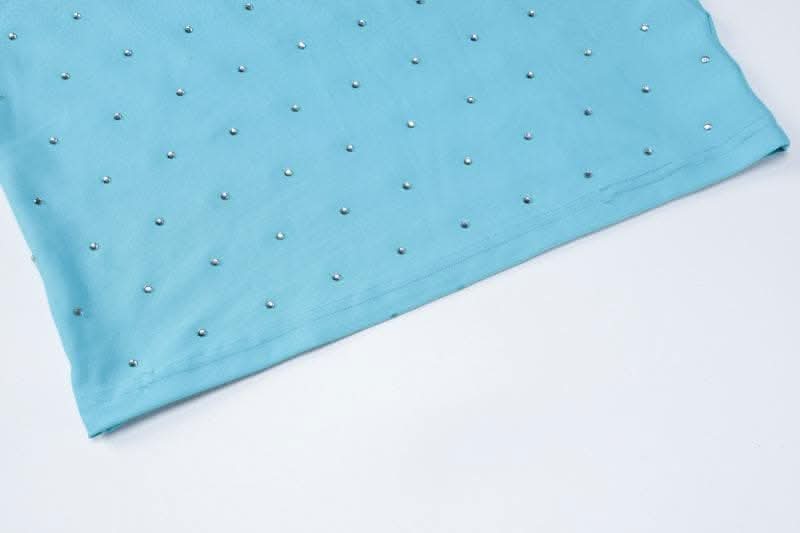 Beaded solid backless sleeveless tube midi dress-final-sale