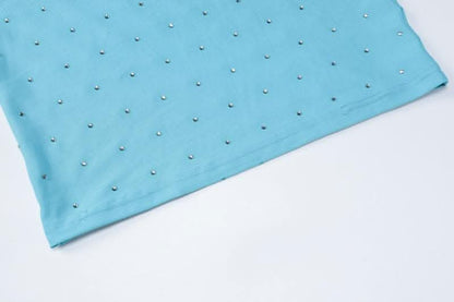 Beaded solid backless sleeveless tube midi dress-final-sale