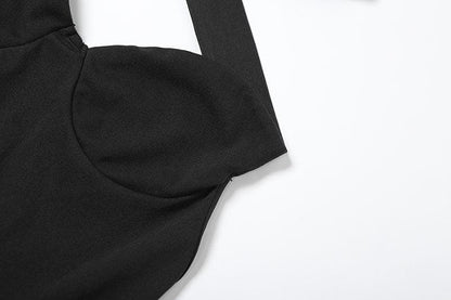 Halter cross back backless ruched mini dress