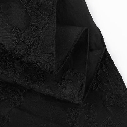 Ruffle zip-up cross applique square neck mini dress