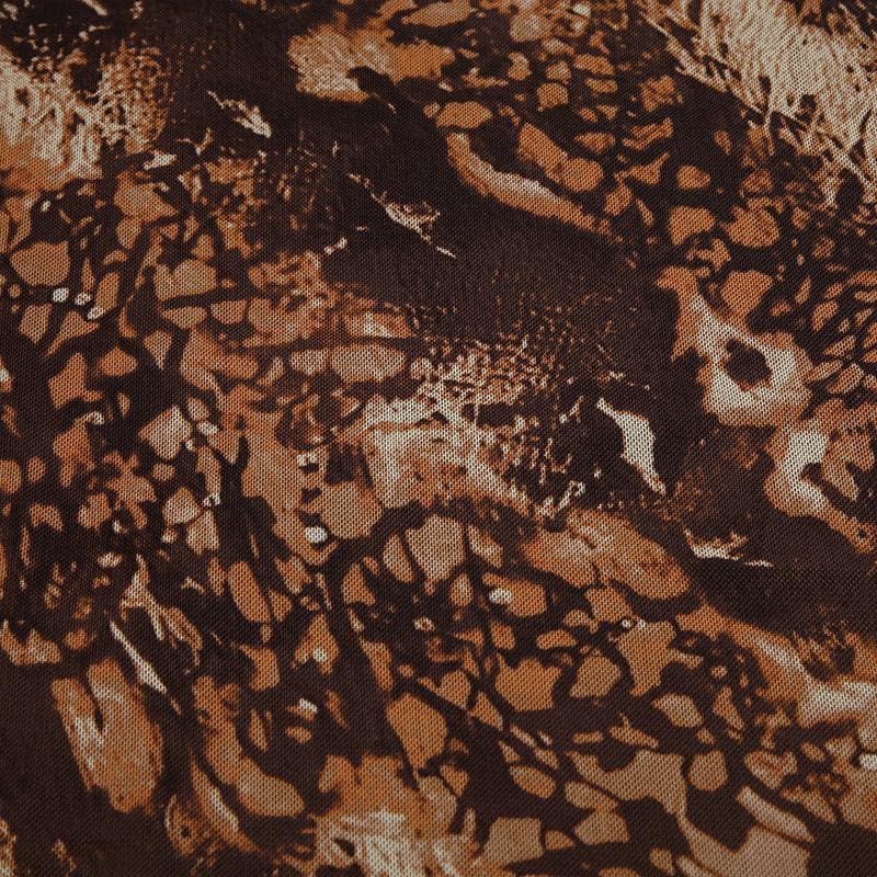 U neck print mesh backless cami maxi dress