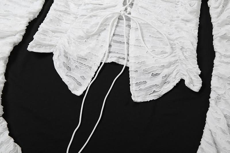Long sleeve cross front textured top