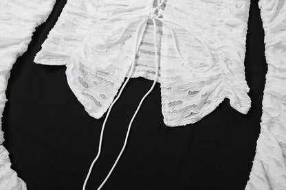 Long sleeve cross front textured top