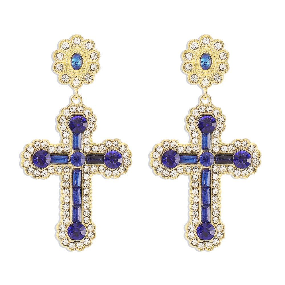 Rhinestone cross decor stud earrings