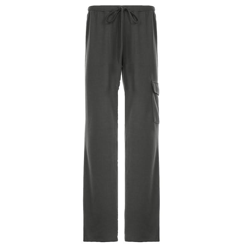 Pocket self tie low rise straight leg pant