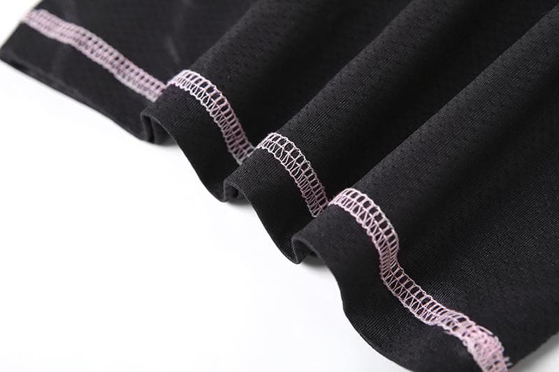Stitch long sleeve crewneck “8” pattern mesh top