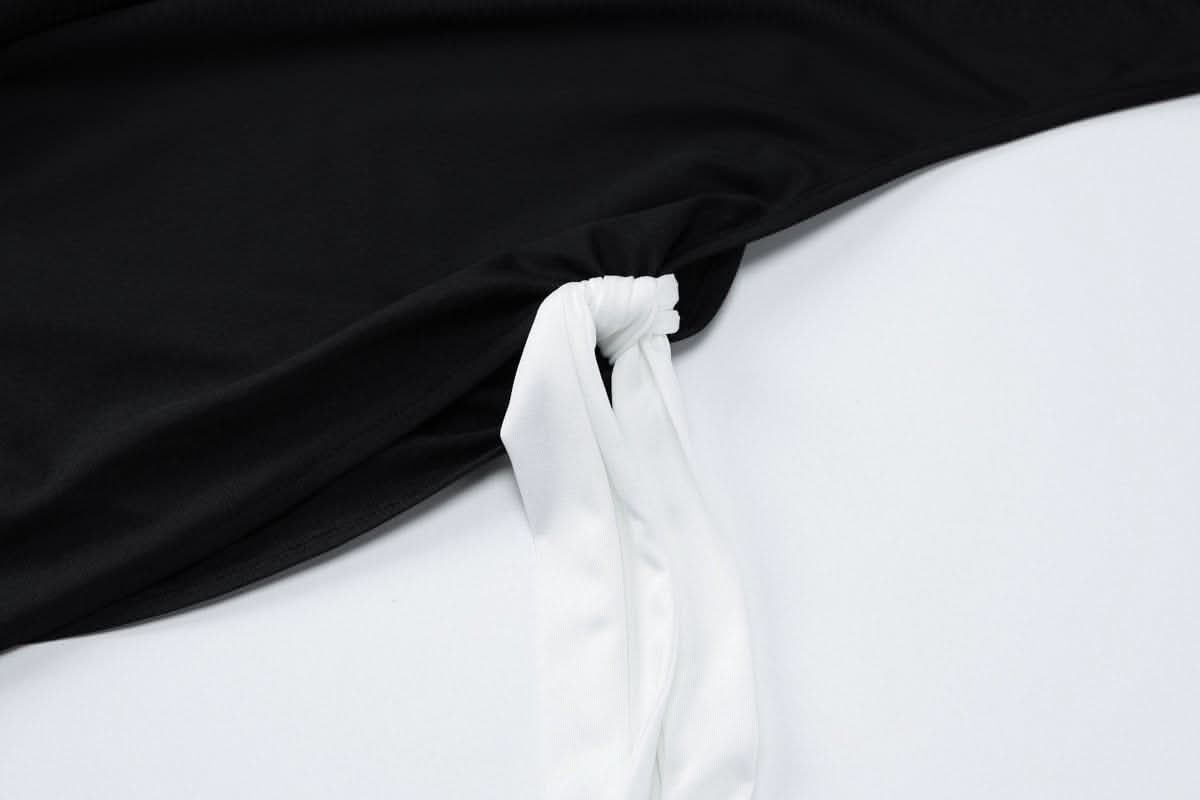 High neck long sleeve hollow out slit knotted cut out maxi dress-final-sale