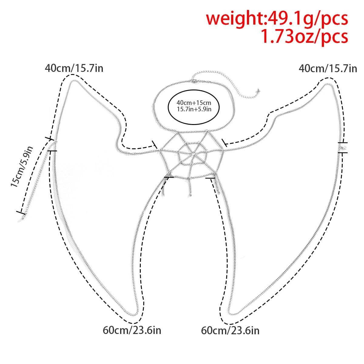 Spider web metal body chain