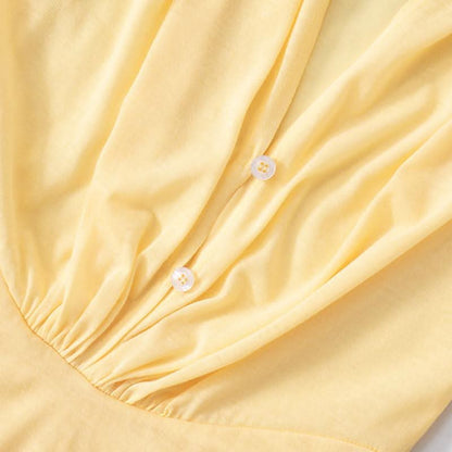 Long sleeve v neck button maxi dress