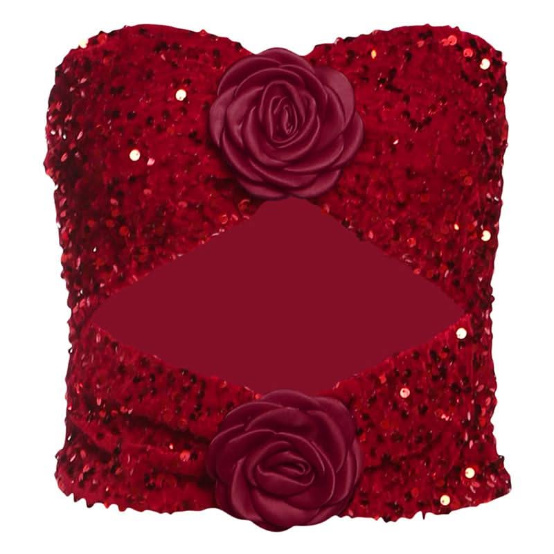 Flower applique hollow out tube cut out top