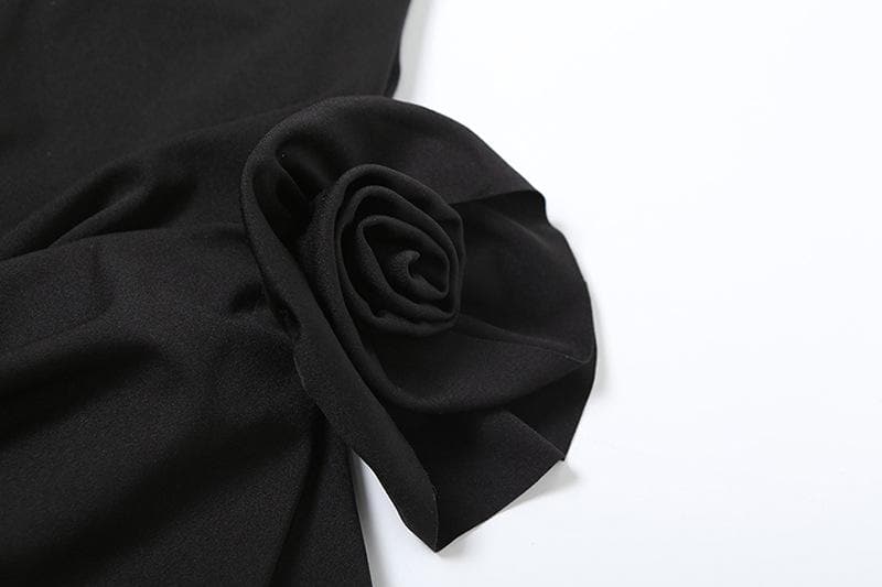 Flower applique ruched tube mini dress