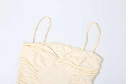 Ruched backless sweetheart neck cami maxi dress-final-sale