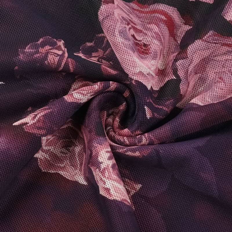 Cross back square neck flower print spaghetti strap maxi dress