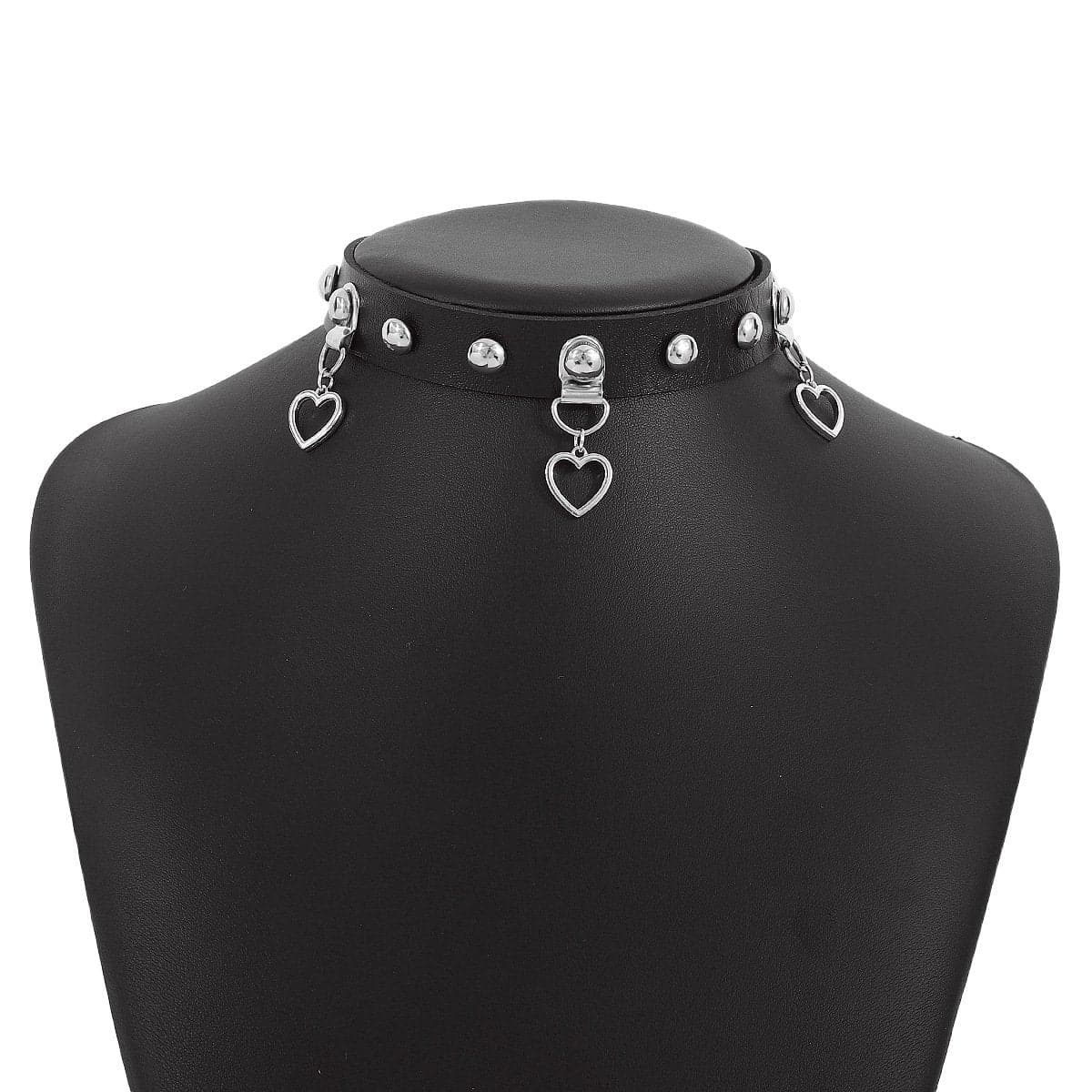 PU leather layered pendant chain choker necklace