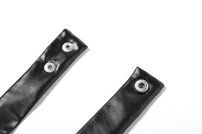 Halter backless PU leather zip-up crop top