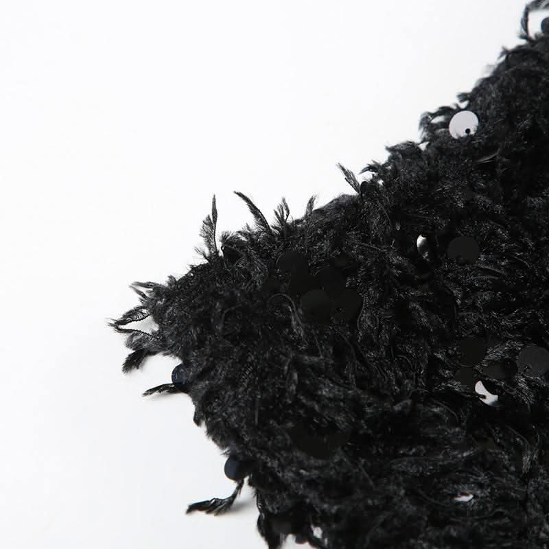 Glitter fluffy contrast mini skirt