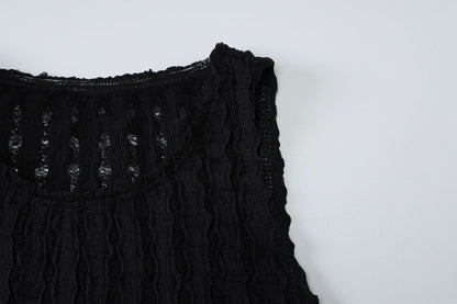 Sleeveless crewneck textured tank top