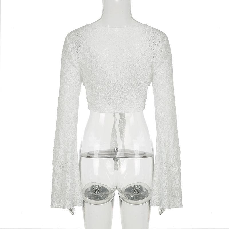 Flared sleeve solid knotted top