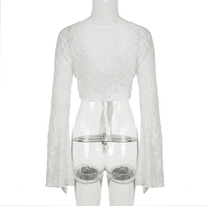 Flared sleeve solid knotted top