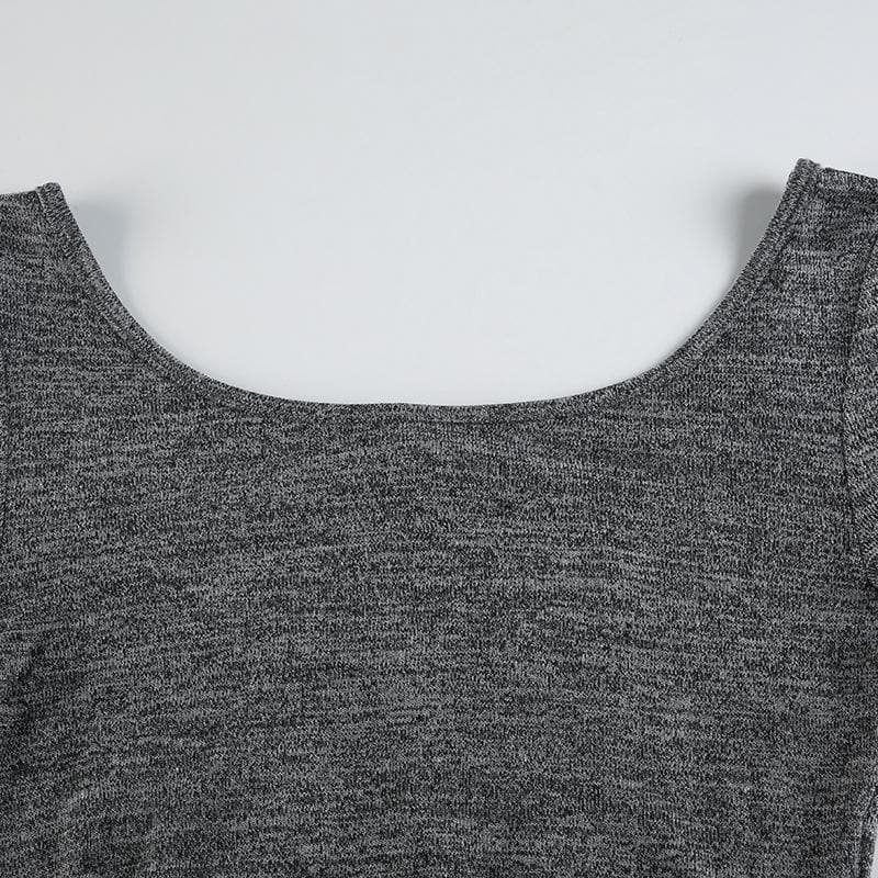 Long sleeve u neck self tie solid top