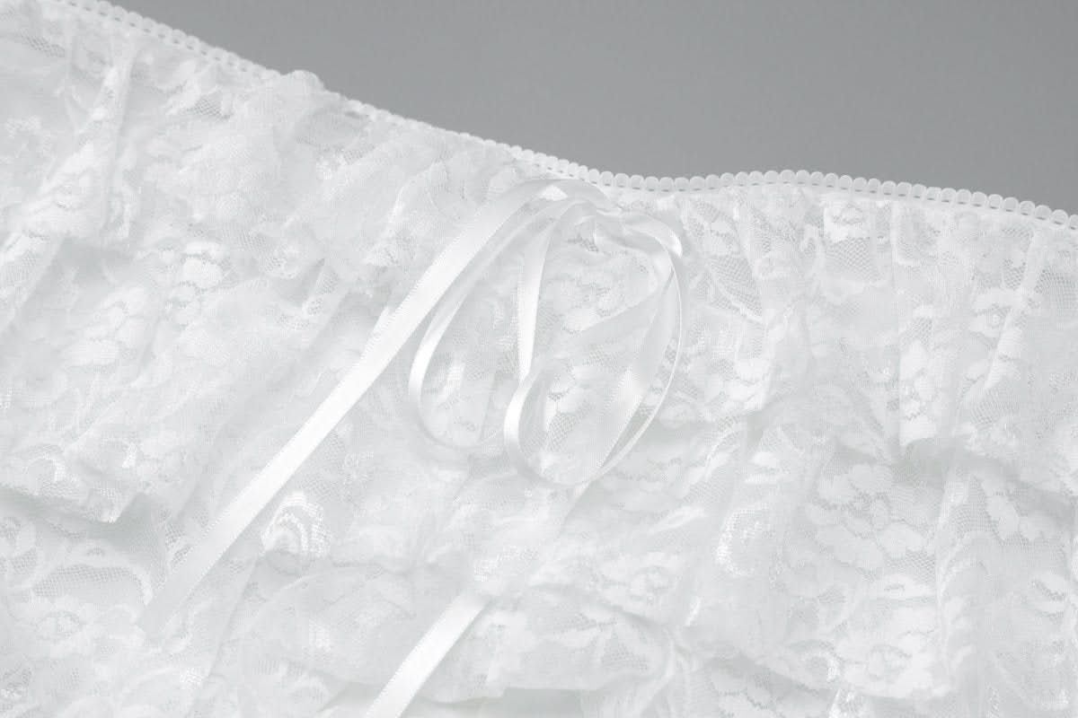 Bowknot lace backless ruffle tube mini dress