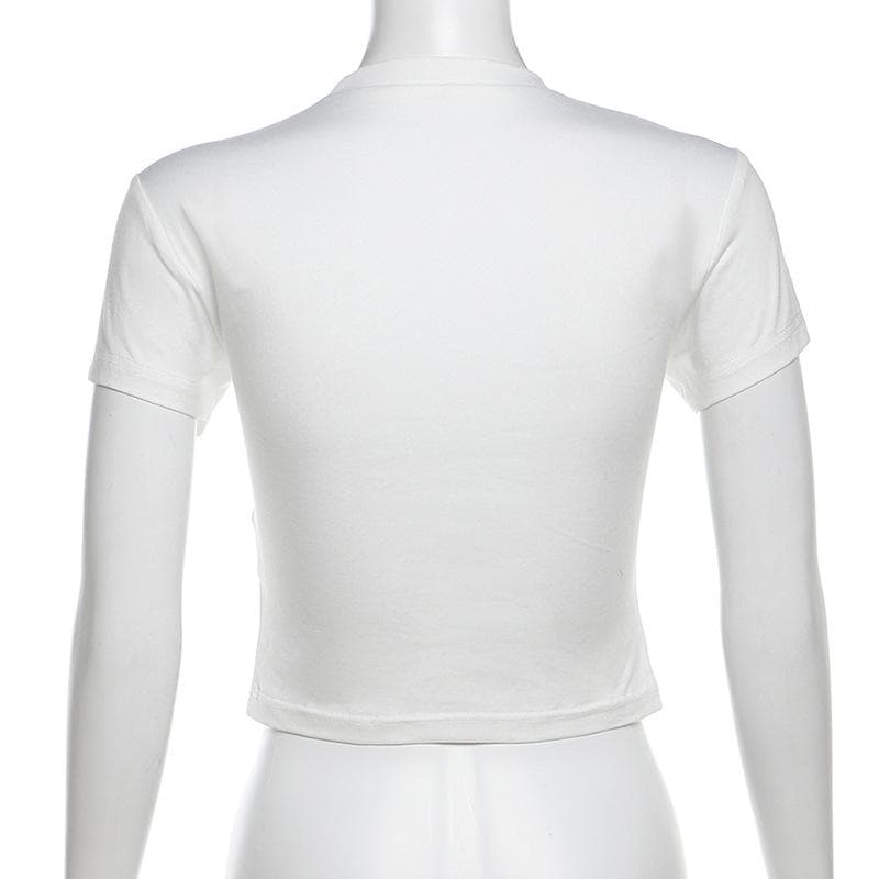 Short sleeve crewneck “THE BIMBO” pattern crop top