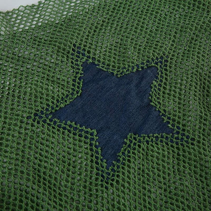 Long sleeve fishnet star pattern top