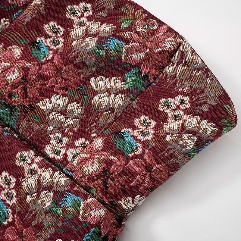 Flower print zip-up button tube mini dress