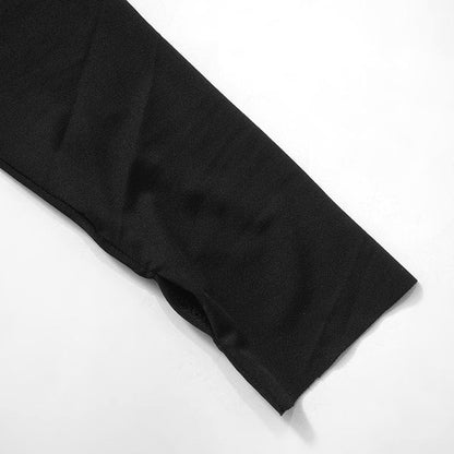 V neck long sleeve butterfly metal applique maxi dress