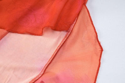 Long sleeve solid mesh slit v neck ruffle hollow out cut out maxi dress-final-sale