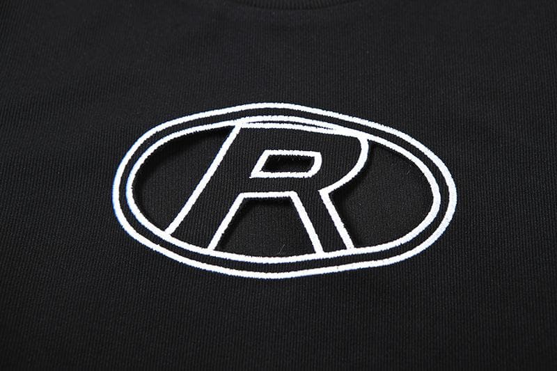Short sleeve crewneck "R"embroidery crop top