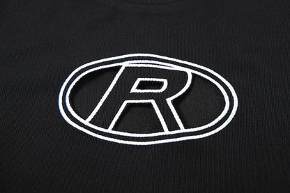 Short sleeve crewneck "R"embroidery crop top