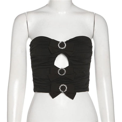Hollow out bowknot tube cut out top