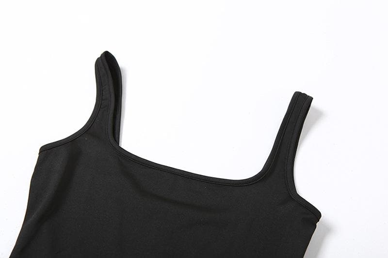 Square neck sleeveless backless solid romper