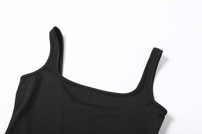 Square neck sleeveless backless solid romper