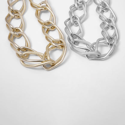Layered metal chain choker necklace