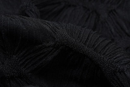 Textured long sleeve ruffle self tie solid crop top