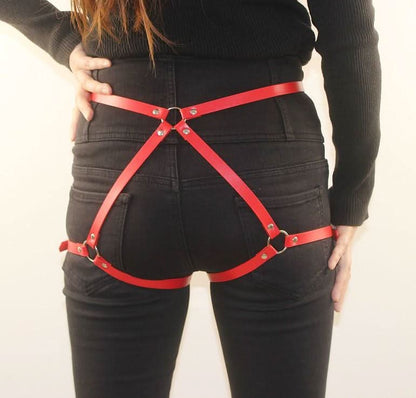 PU leather o ring solid garter belt