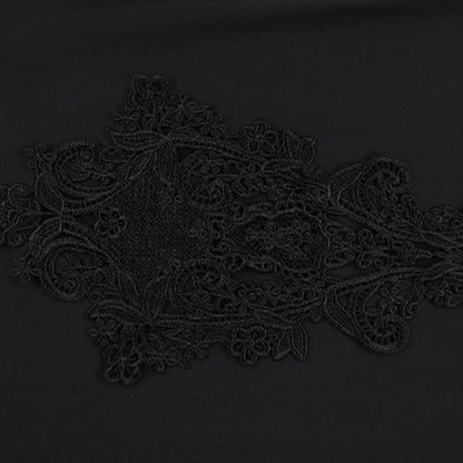 Hoodie long sleeve lace hem embroidery hollow out cut out mini dress