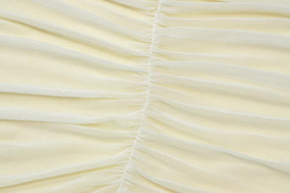 V neck ruffle hollow out ruched mesh cami cut out mini dress