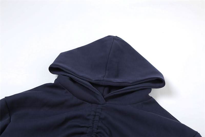 Hoodie long sleeve drawstring crop top