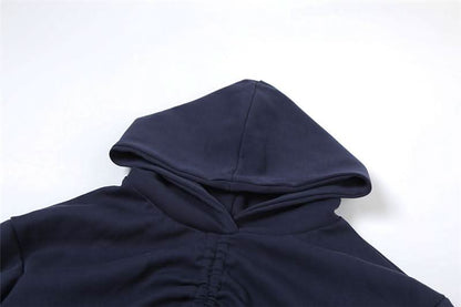 Hoodie long sleeve drawstring crop top