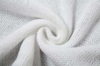 Self tie halter hollow out see through knitted cut out maxi dress