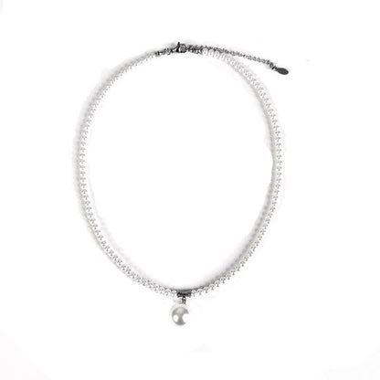 Faux pearl pendant beaded necklace