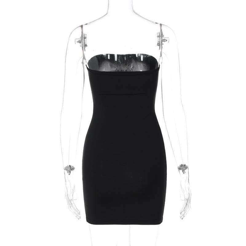 Cross pattern beaded backless tube mini dress